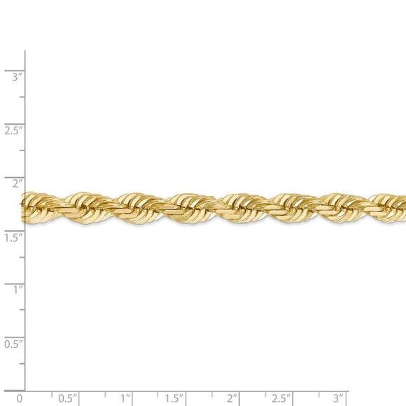Men's 7mm, 14k Yellow Gold, D/C Solid Rope Chain Necklace, 22 Inch - Picture 5 of 8